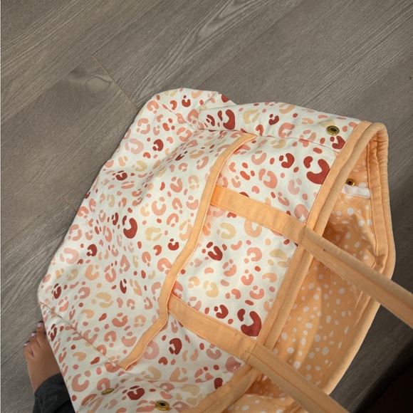 Callie Danielle Leopard Print Teacher Tote Bag - Peach and Cream - Picture 2 of 4